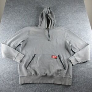 Milwaukee Hoodie Mens L Gray Fleece Pullover Kangaroo Pocket Workwear Sweatshirt
